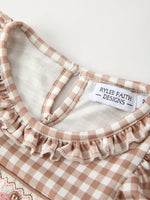 Christmas Plaid Dress With Embroidered Gingerbread Bows Rylee Faith Designs Everetts Place: Online Boutique