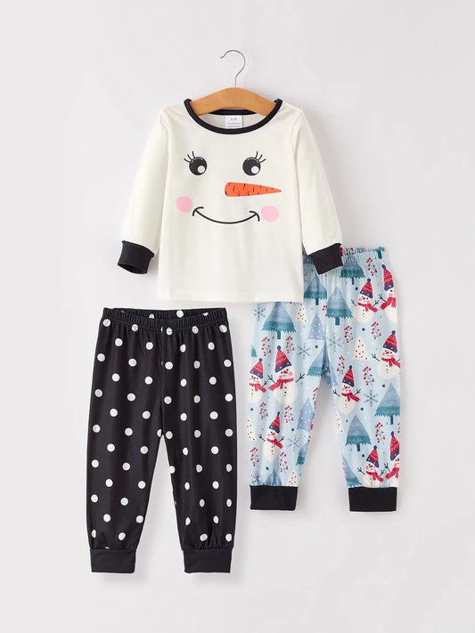 Christmas Print Girls Pajama Set with Top and Two Pants Combination Rylee Faith Designs Everetts Place: Online Boutique 25.99