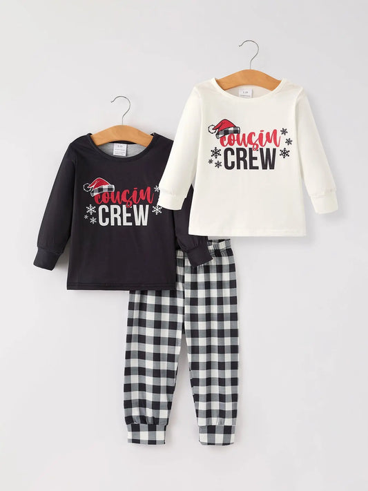 Christmas Print Girls Pajama Set with Two Tops and One Pant Combination Rylee Faith Designs Everetts Place: Online Boutique 25.99