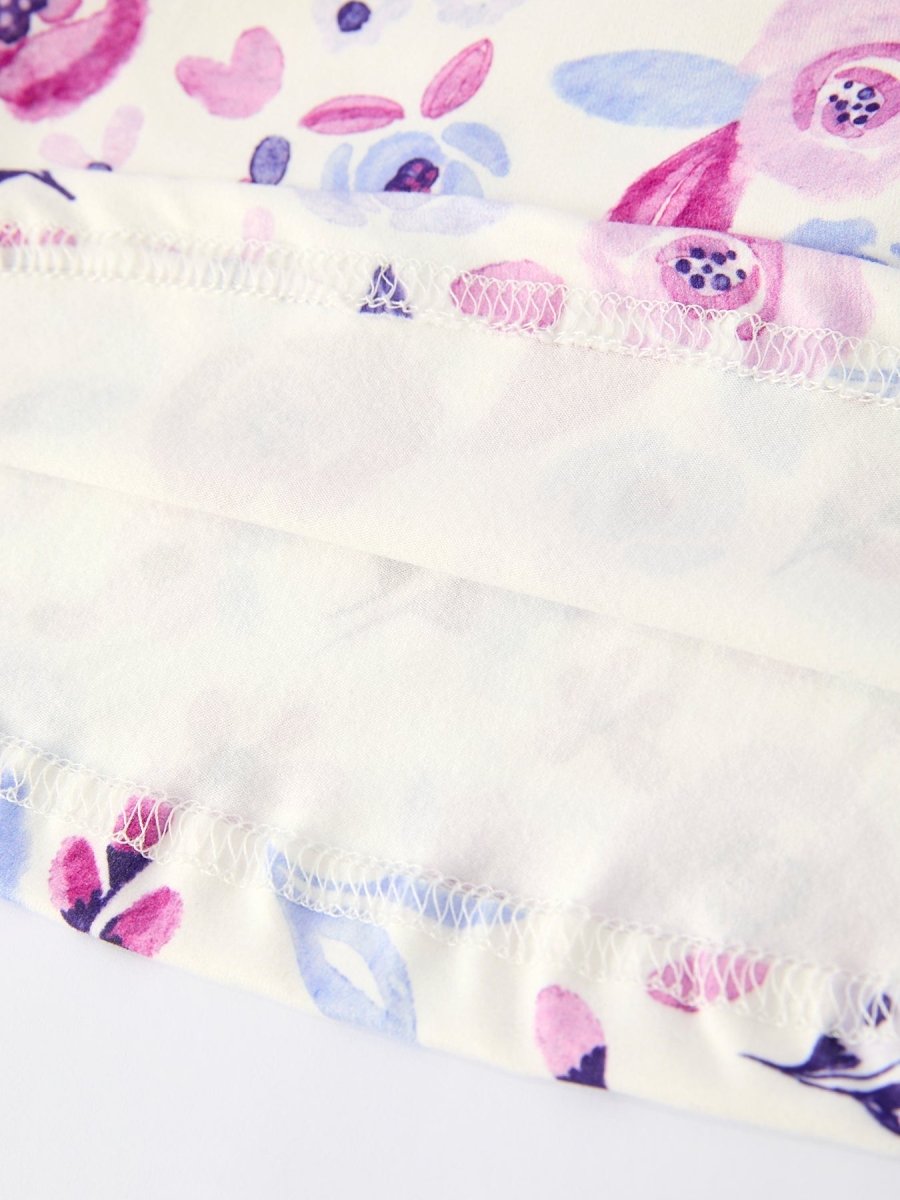 Rylee Faith Designs Christmas Purple Floral Baby Girl Dress Long Sleeves - Everetts Place Boutique - 