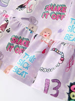 Rylee Faith Designs Christmas Purple TS Print Ruffle Sleeve Top And Leggings Set - Everetts Place Boutique - 