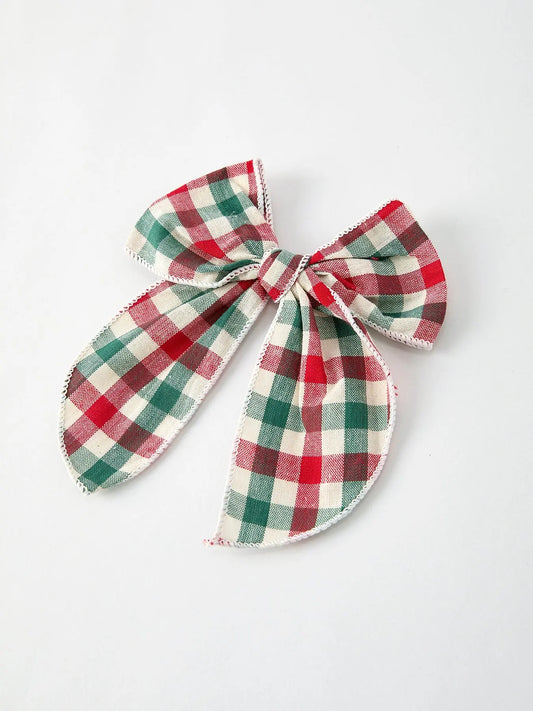 Christmas Red Green And White Plaid Bow 5 Inch Hairpin Rylee Faith Designs Everetts Place: Online Boutique