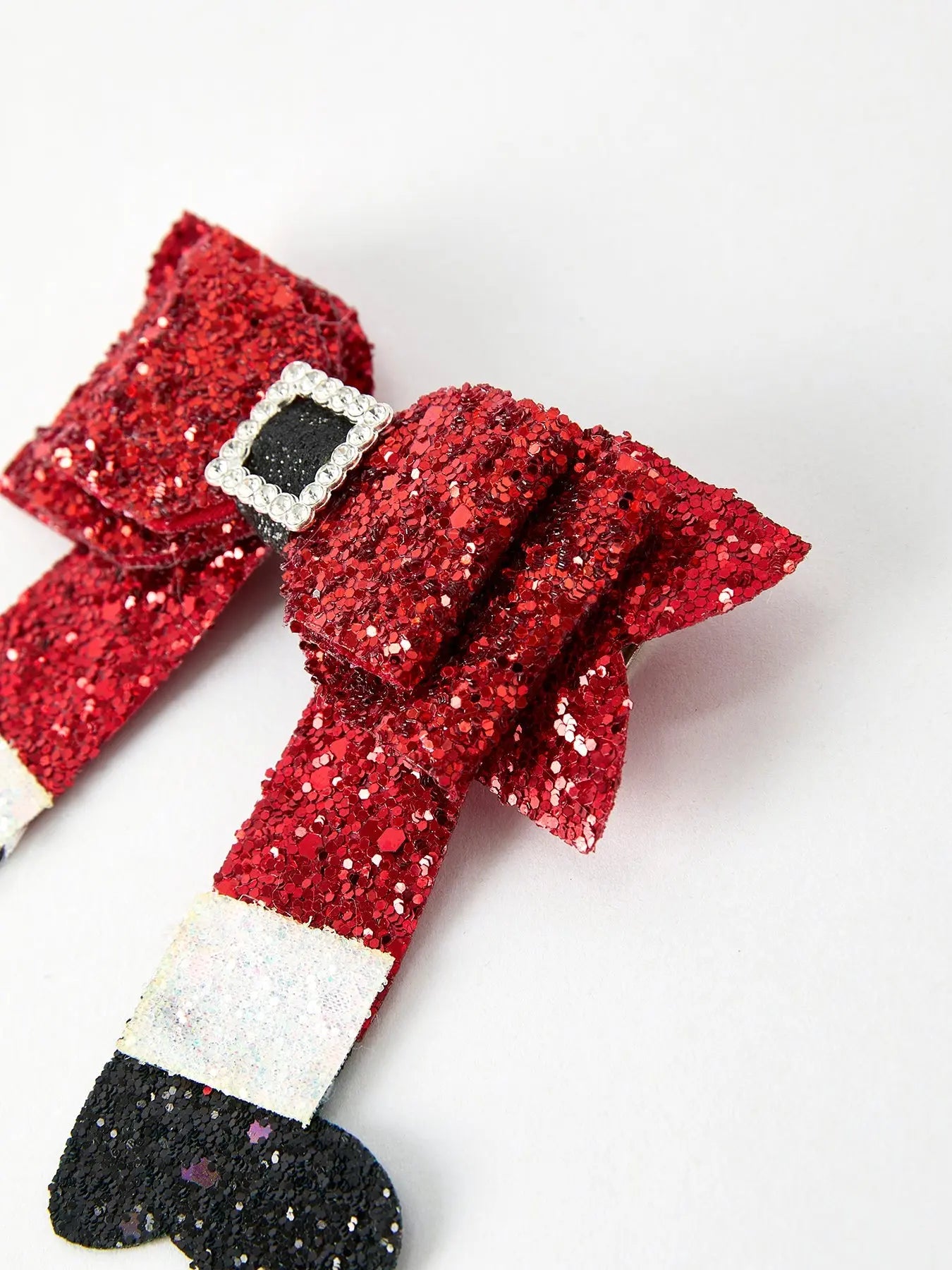 Christmas Red Sequined Zirconia Bow Hairpin for Festive Holiday Style Rylee Faith Designs Everetts Place: Online Boutique