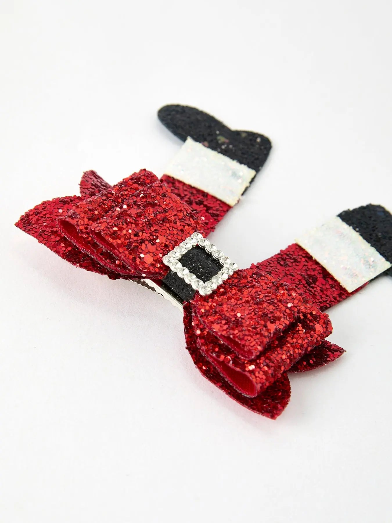 Christmas Red Sequined Zirconia Bow Hairpin for Festive Holiday Style Rylee Faith Designs Everetts Place: Online Boutique