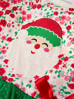 Rylee Faith Designs Christmas Santa Applique Floral Long Sleeve Girls Dress - Everetts Place Boutique - 