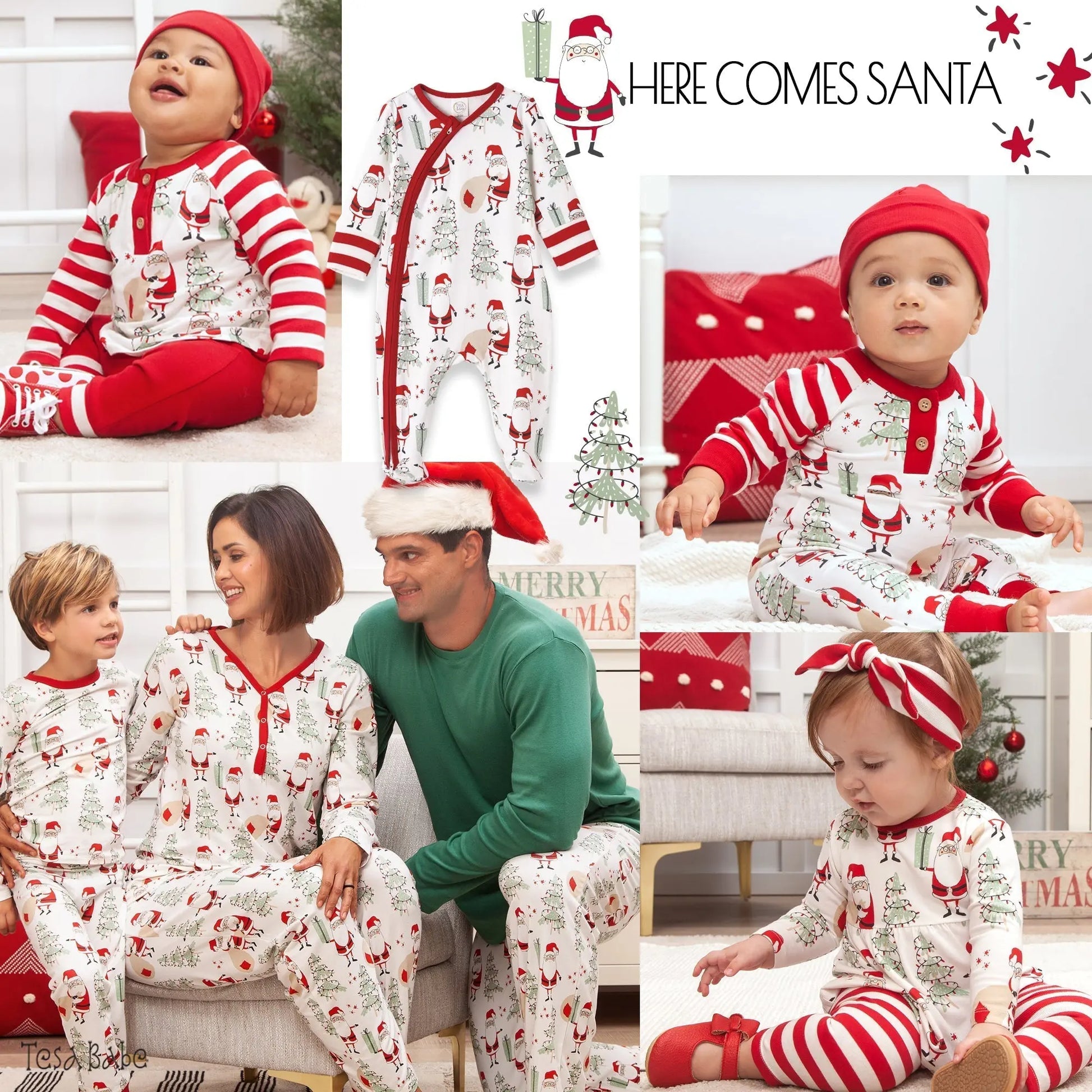 Christmas Santa Bamboo Womens Pajama Set Breathable Jersey Tesa Babe Everetts Place: Online Boutique