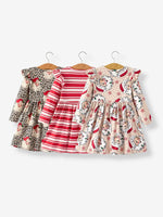 Rylee Faith Designs Christmas Santa Character Stripe Print Dress Set Three Pieces - Apparel & Accessories > Clothing > Baby & Toddler Clothing > Baby & Toddler Outfits Dress