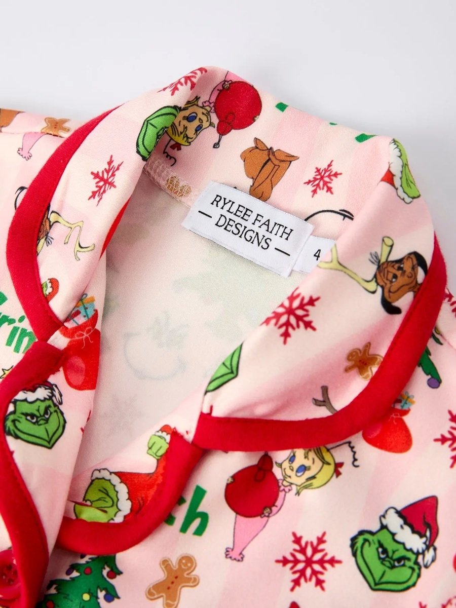 Christmas Tree Character Baby Girls Ruffle Girls Pajamas Set Rylee Faith Designs Everetts Place Boutique