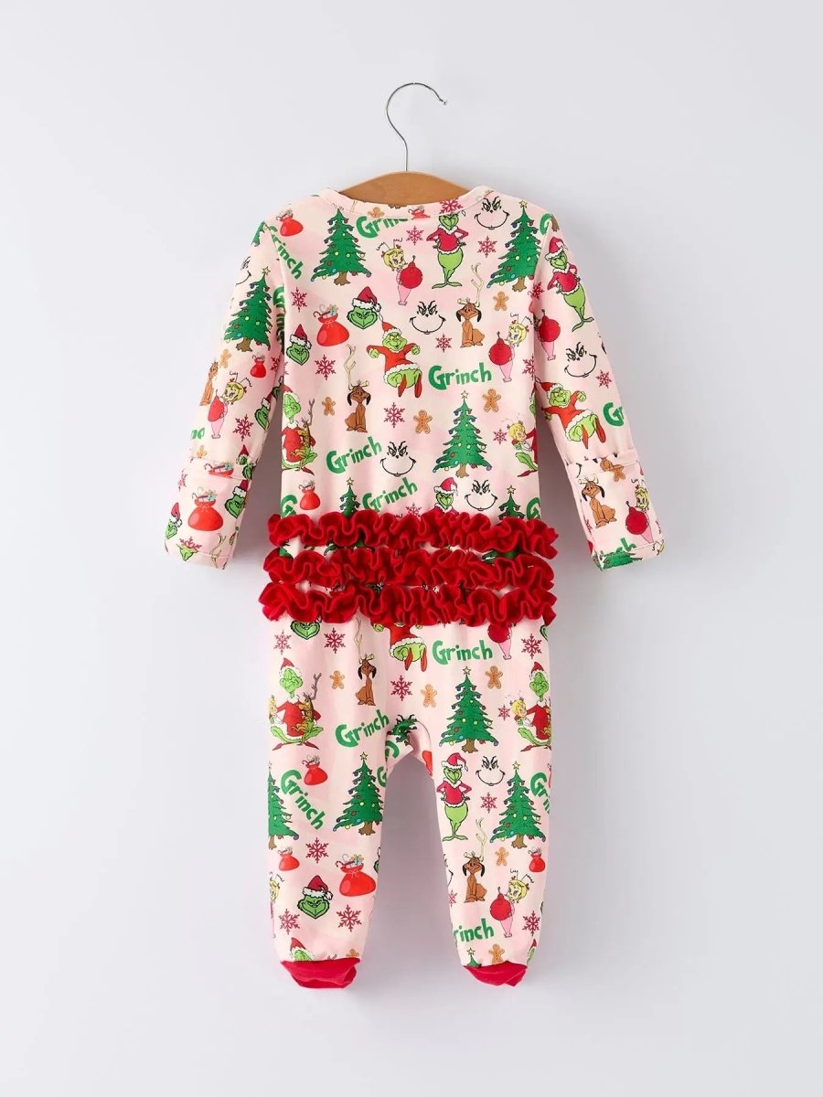 Christmas Tree Character Baby Girls Ruffle Romper Rylee Faith Designs Everetts Place Boutique