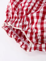 Rylee Faith Designs Christmas Tree Embroidery Red Gingham Baby Girl Bloomers - Everetts Place Boutique - 