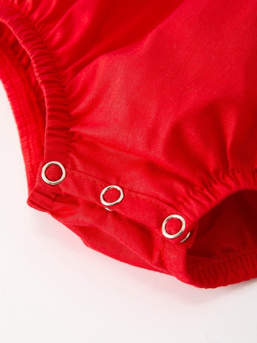 Rylee Faith Designs Christmas Tree Embroidery Romper for Baby Green Festive - Everetts Place Boutique - 