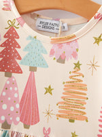 Christmas Tree Print Girls Dress Festive Holiday Outfit - Everetts Place Boutique - 