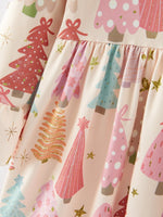 Christmas Tree Print Girls Dress Festive Holiday Outfit - Everetts Place Boutique - 