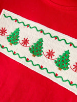Rylee Faith Designs Christmas Tree Smocked Embroidery Green Stripe Boy Set - Everetts Place Boutique - 