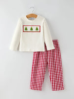 Rylee Faith Designs Christmas Tree Smocking Embroidered Boys Outfits for Holiday Celebrations - Apparel & Accessories > Clothing > Baby & Toddler Clothing Outfit