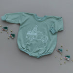 Little Joy Co. Christmas Tree Truck Sweatshirt Romper - Everetts Place Boutique - 