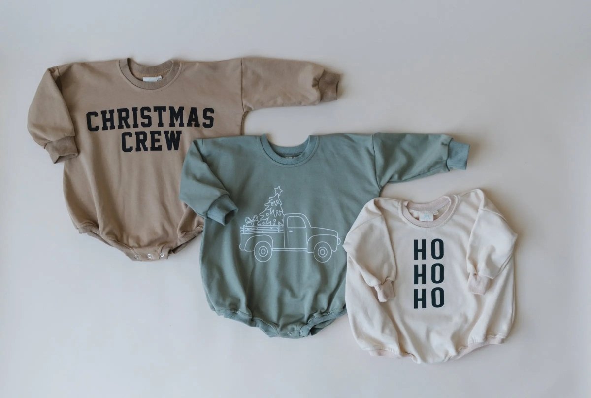 Little Joy Co. Christmas Tree Truck Sweatshirt Romper - Everetts Place Boutique - 