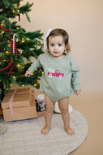 Little Joy Co. Christmas Tree Truck Sweatshirt Romper - Everetts Place Boutique - 