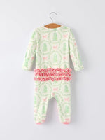 Christmas Tree Wreath Print Long Sleeve Zip Baby Girls Romper Rylee Faith Designs Everetts Place Boutique