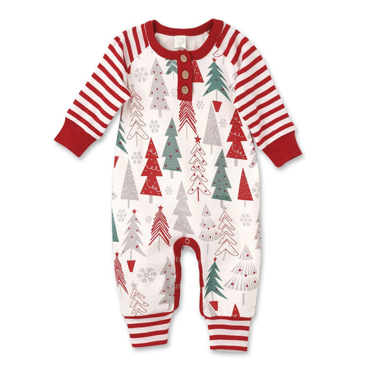 Christmas Trees Henley Cotton Romper Tesa Babe Everetts Place: Online Boutique 38.00