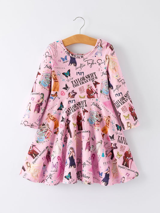 Christmas Ts Twirly Print Girls Milk Silk Dress：Musical Journey in Style Rylee Faith Designs Everetts Place: Online Boutique