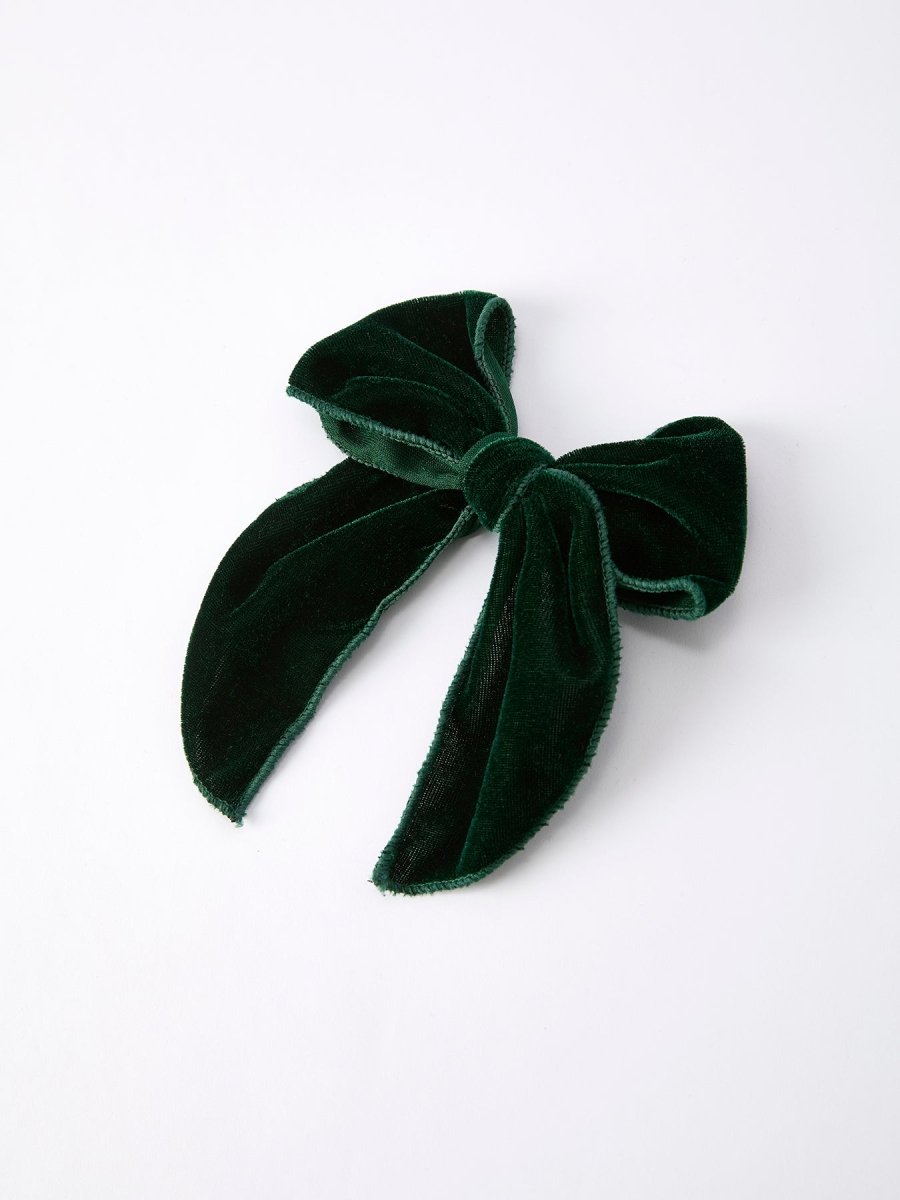 Rylee Faith Designs Christmas Velvet Green Bow Hair Clip Rylee Faith Designs - Everetts Place Boutique - 