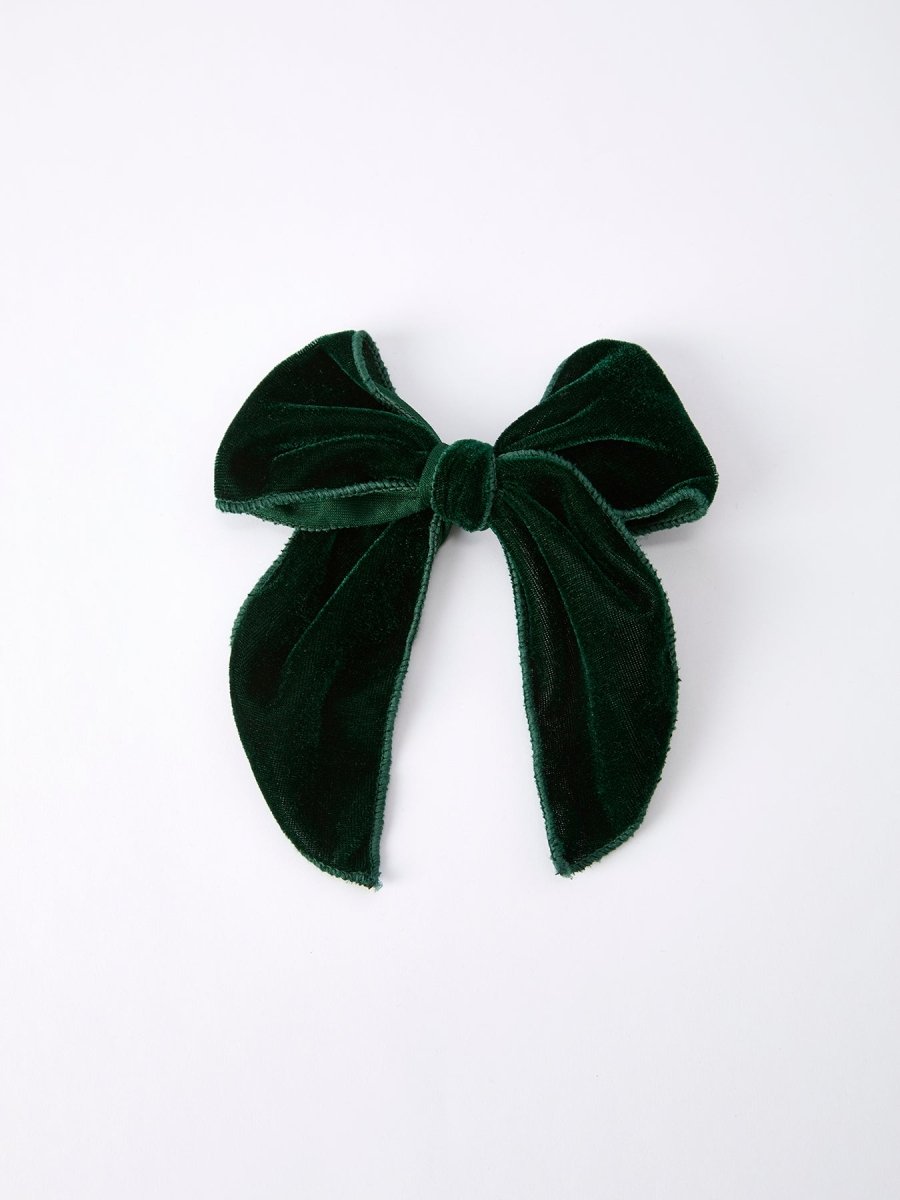 Rylee Faith Designs Christmas Velvet Green Bow Hair Clip Rylee Faith Designs - Everetts Place Boutique - 