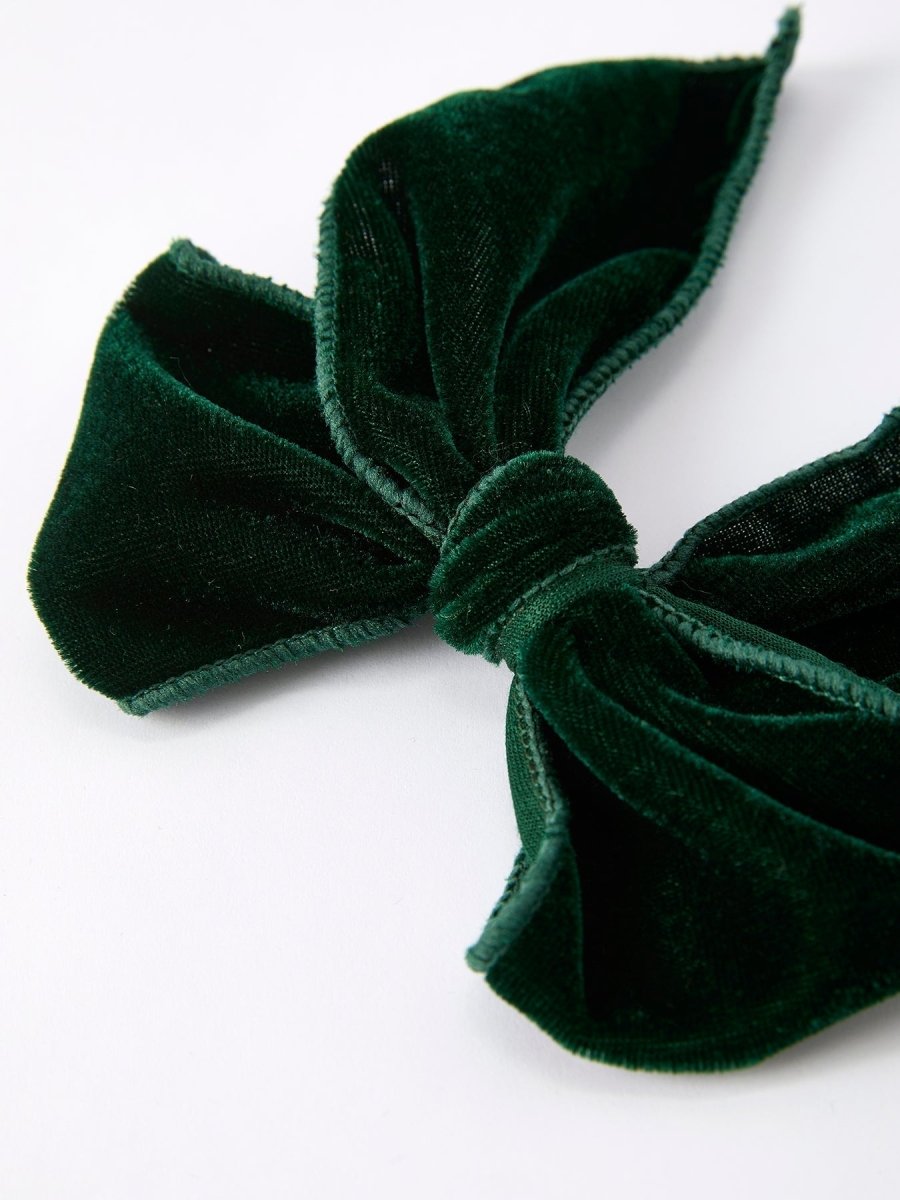 Rylee Faith Designs Christmas Velvet Green Bow Hair Clip Rylee Faith Designs - Everetts Place Boutique - 