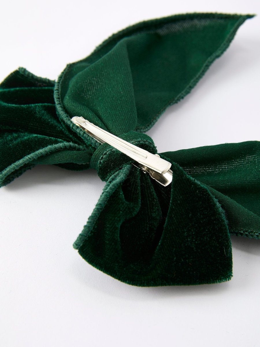 Rylee Faith Designs Christmas Velvet Green Bow Hair Clip Rylee Faith Designs - Everetts Place Boutique - 