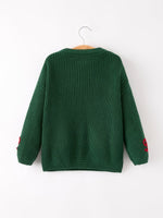 Rylee Faith Designs Christmas Sweater - Winter Bow Dark Green Girls Pullover - Everetts Place Boutique - 