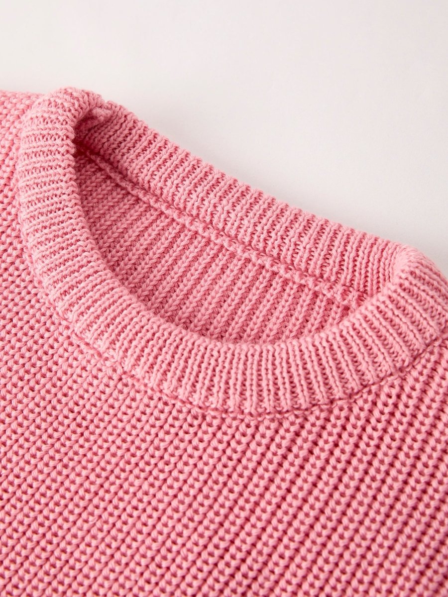 Rylee Faith Designs Christmas Winter Bow Pink Pullover Sweater for Girls - Everetts Place Boutique - 