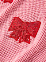 Rylee Faith Designs Christmas Winter Bow Pink Pullover Sweater for Girls - Everetts Place Boutique - 