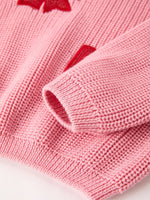 Rylee Faith Designs Christmas Winter Bow Pink Pullover Sweater for Girls - Everetts Place Boutique - 