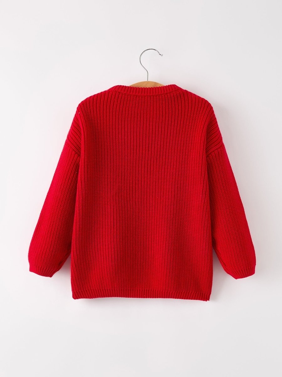 Rylee Faith Designs Christmas Winter Cane Girls Red Pullover Cozy Warm Outfit - Everetts Place Boutique - 