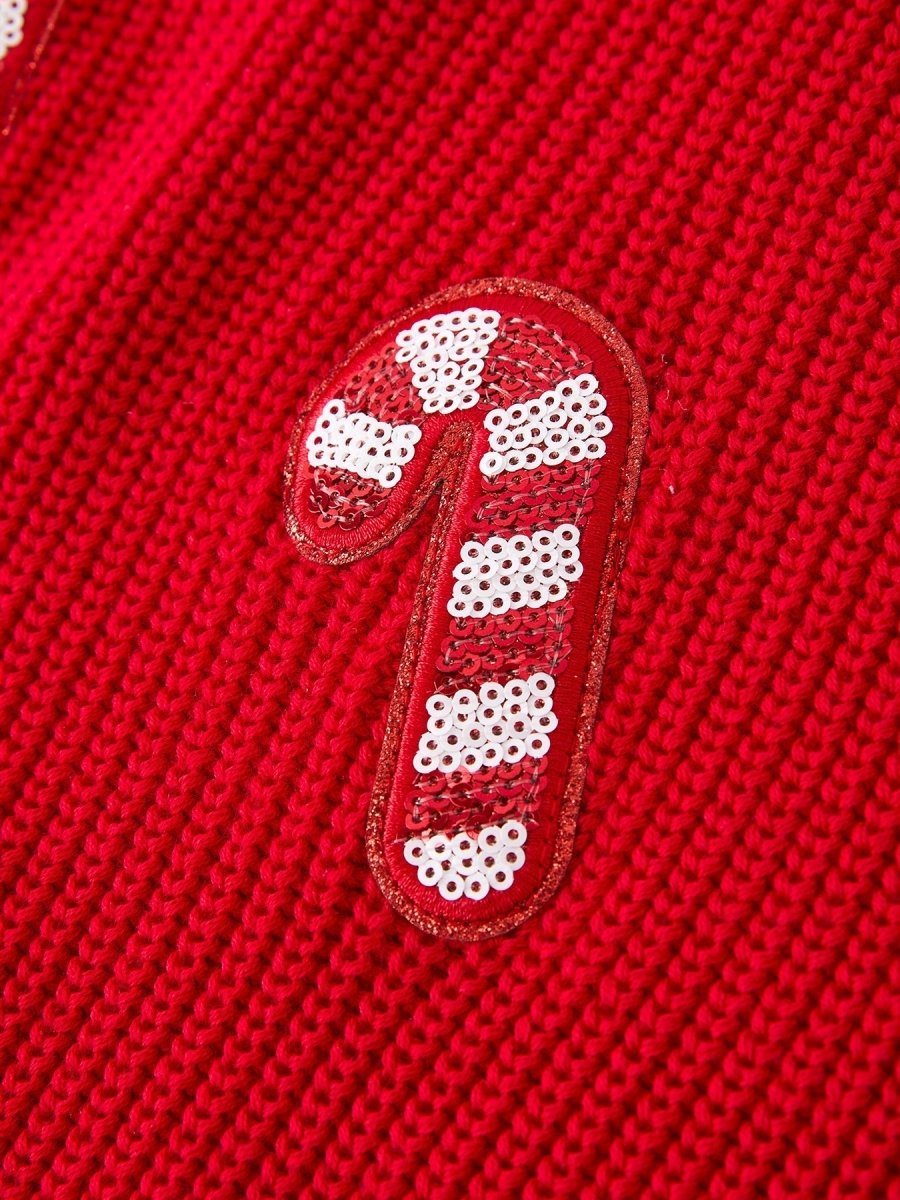 Rylee Faith Designs Christmas Winter Cane Girls Red Pullover Cozy Warm Outfit - Everetts Place Boutique - 