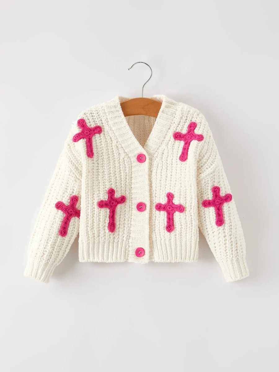 Christmas Winter Christian Girls Cardigan Sweater Cozy Rylee Faith Designs Everetts Place Boutique