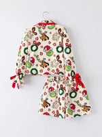 Christmas Wreath Character Print Girls Pajama Set Rylee Faith Designs Everetts Place Boutique