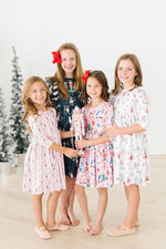 Mila & Rose ® Clara Christmas Three Quarter Sleeve Ruffle Twirl Dress - Everetts Place Boutique - 