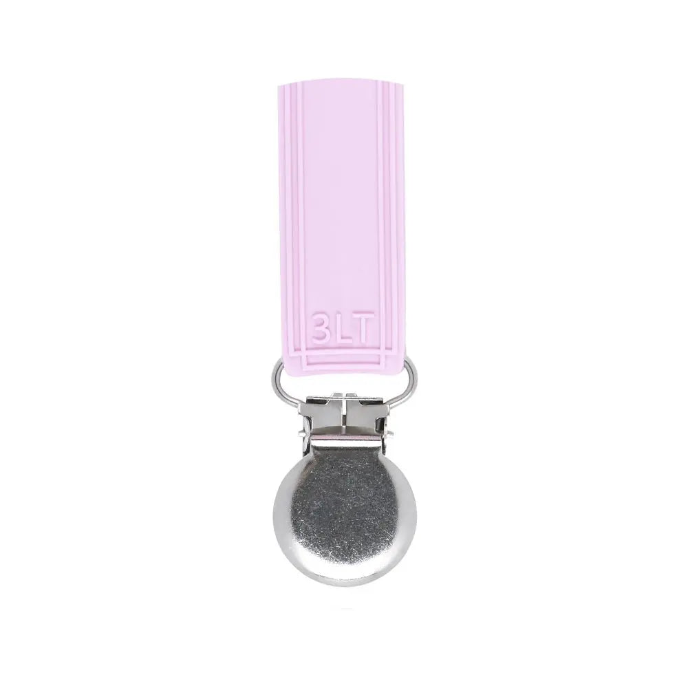 Three Little Tots Classic Baby Pink All Silicone Pacifier Clip - 