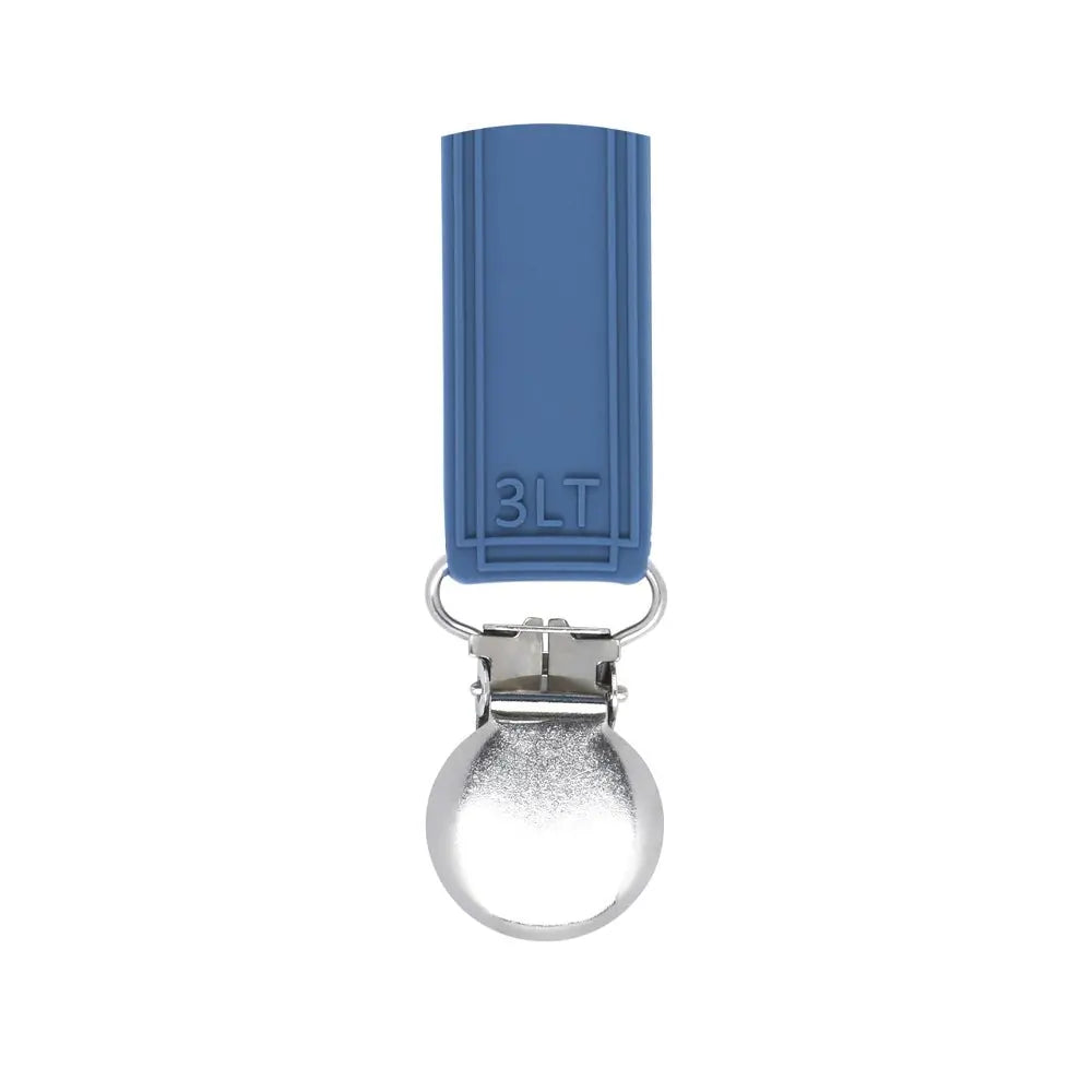 Three Little Tots Classic Blue All Silicone One Piece Pacifier Clip - 