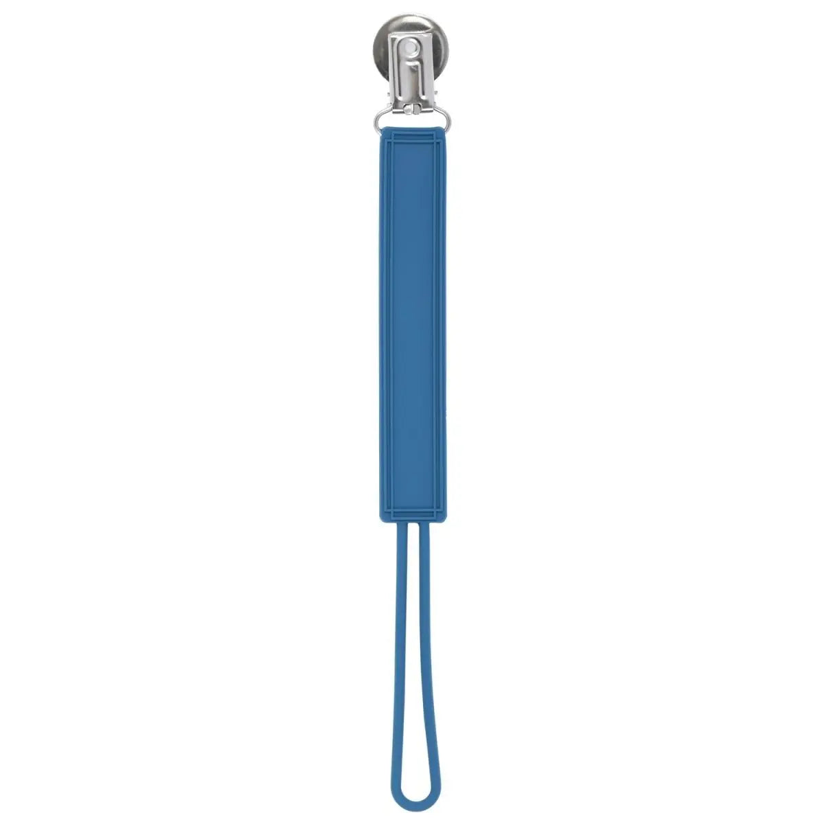 Three Little Tots Classic Blue All Silicone One Piece Pacifier Clip - 