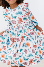 Mila & Rose ® Classic Christmas Three Quarter Sleeve Ruffle Twirl Dress - Apparel & Accessories > Clothing > Dresses Twirl Ruffle Dress 3/4
