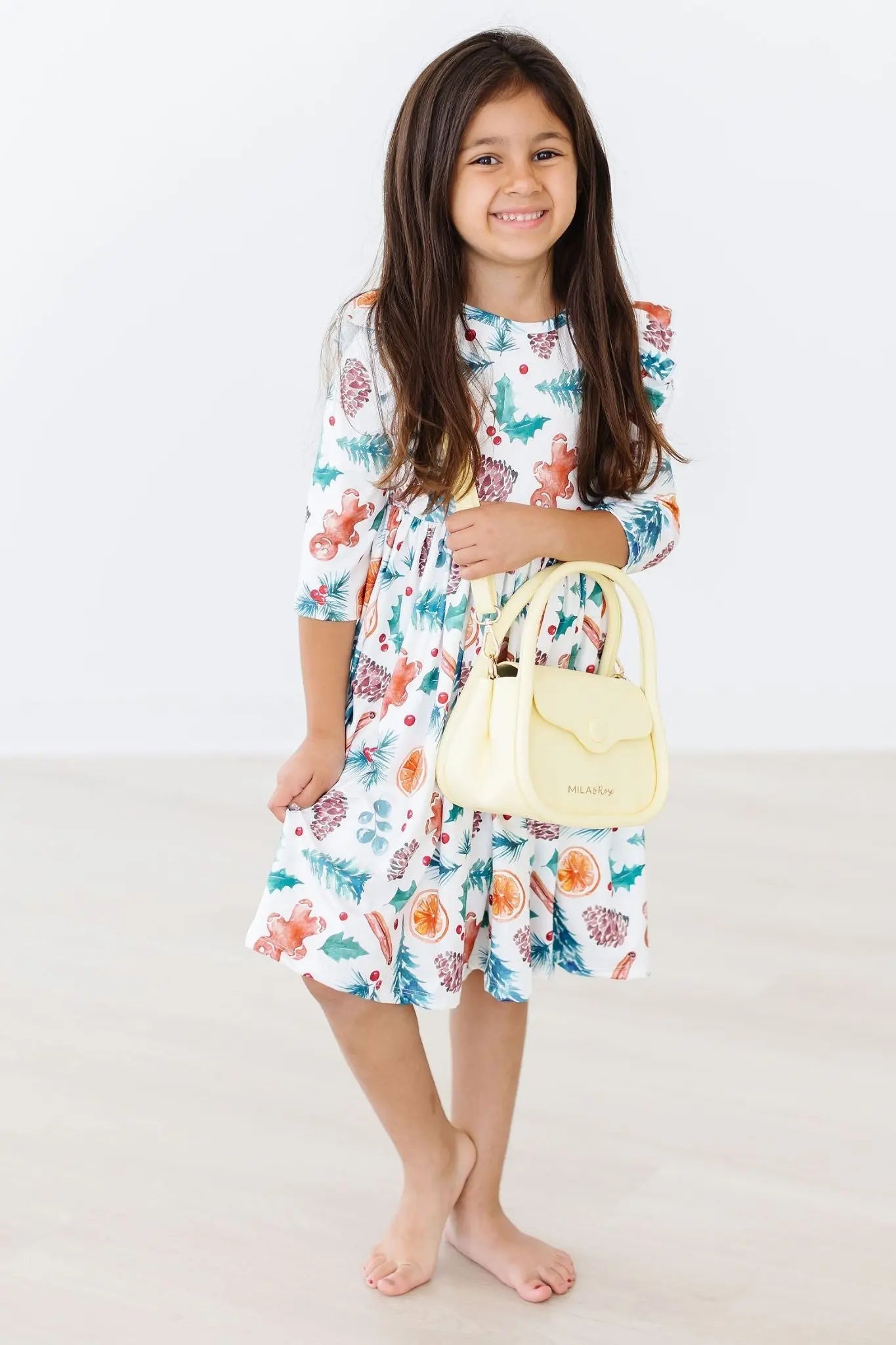 Mila & Rose ® Classic Christmas Three Quarter Sleeve Ruffle Twirl Dress - Apparel & Accessories > Clothing > Dresses Twirl Ruffle Dress 3/4