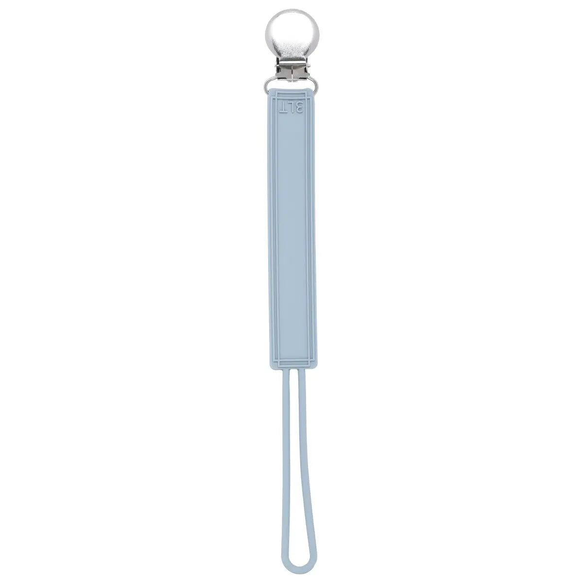 Three Little Tots Classic Glacier Blue Gray All Silicone One Piece Pacifier Clip - 