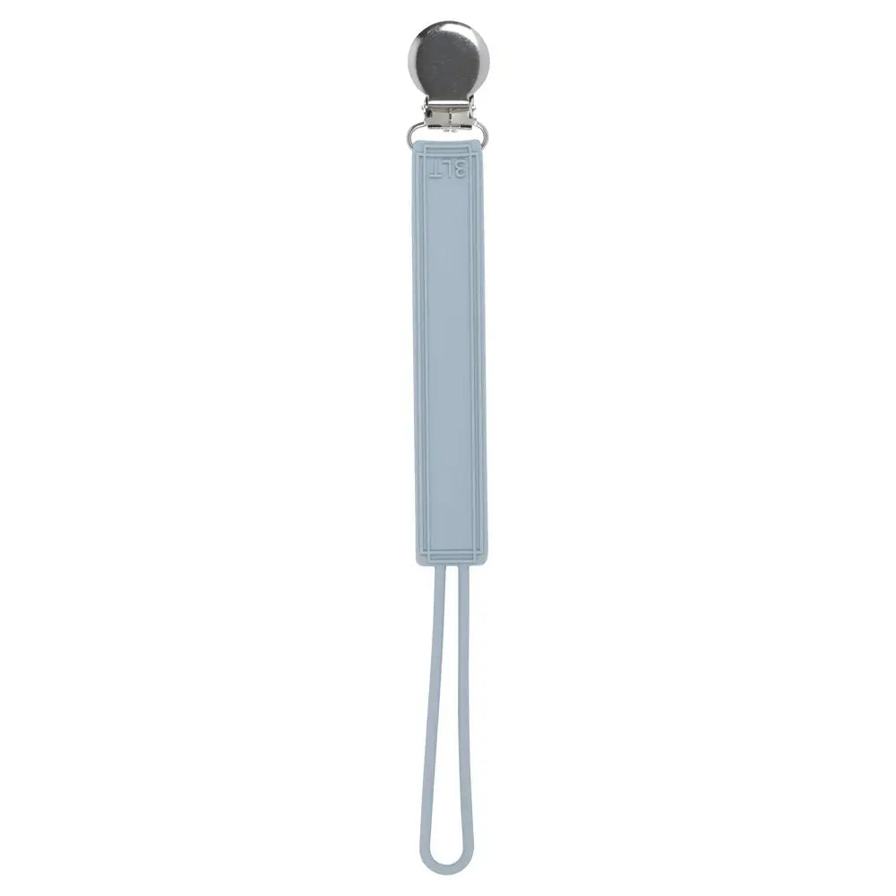 Three Little Tots Classic Gray All Silicone One Piece Pacifier Clip - 