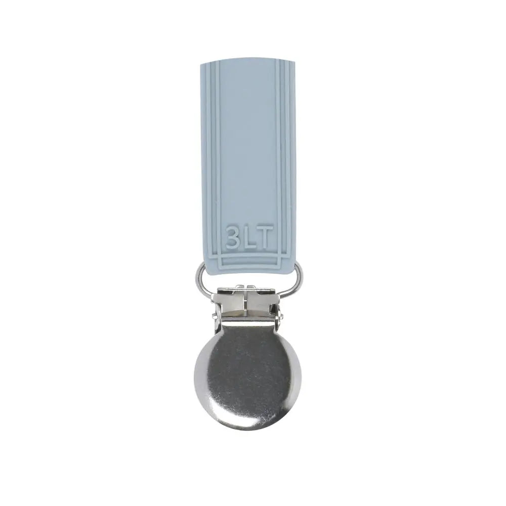 Three Little Tots Classic Gray All Silicone One Piece Pacifier Clip - 