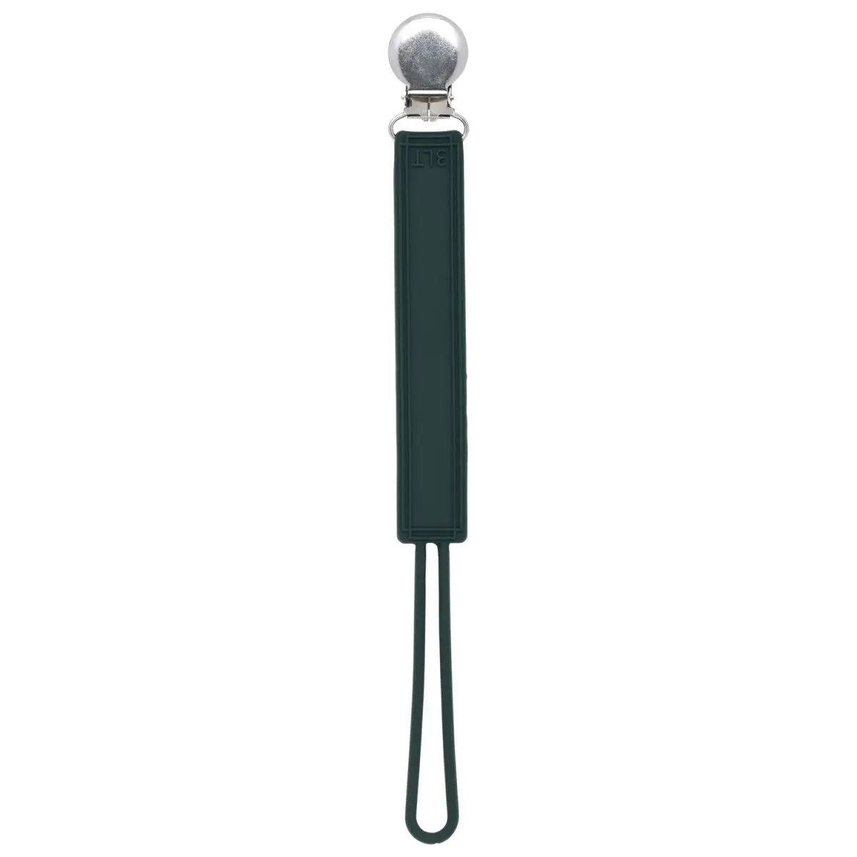 Three Little Tots Classic Hunter Green All Silicone One Piece Pacifier Clip - 