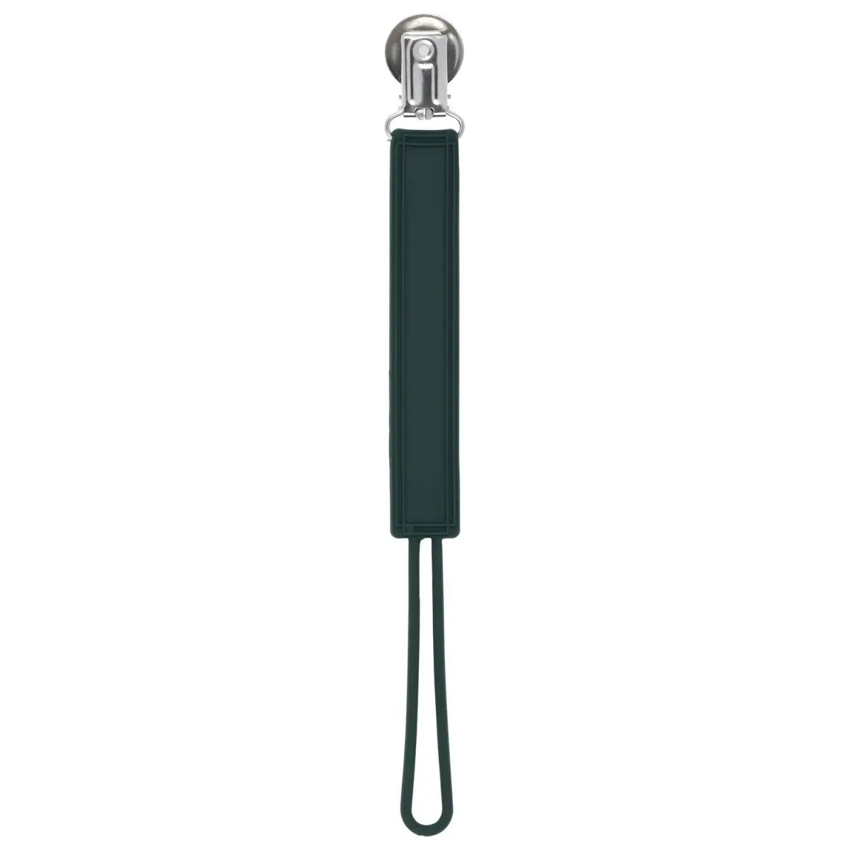 Three Little Tots Classic Hunter Green All Silicone One Piece Pacifier Clip - 