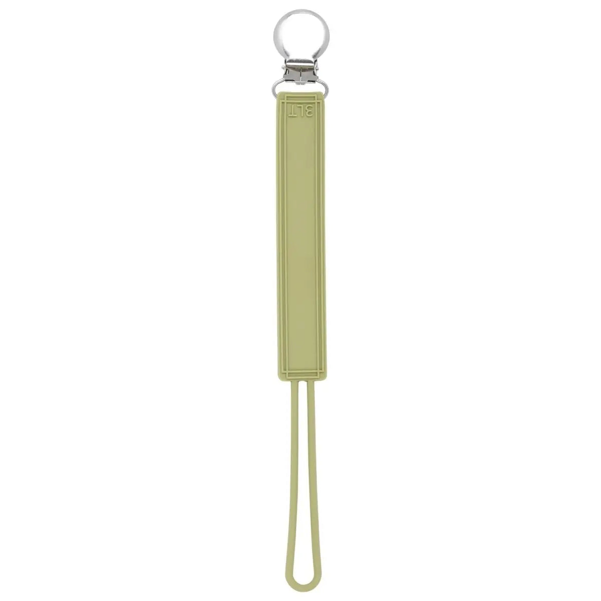 Three Little Tots Classic Olive Green All Silicone One Piece Pacifier Clip - 