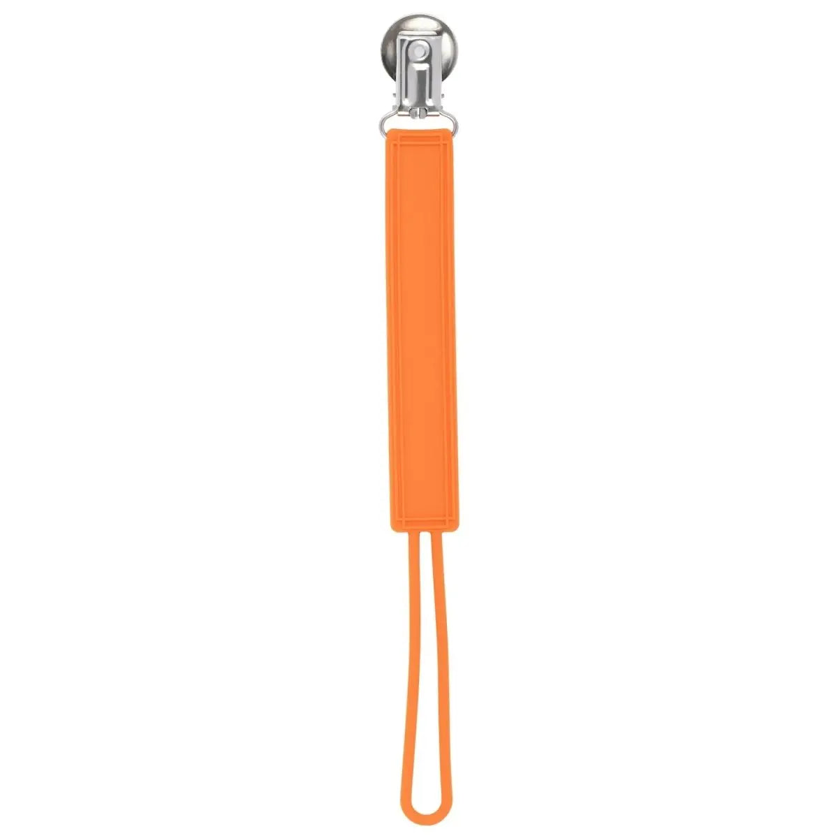 Three Little Tots Classic Orange All Silicone One Piece Pacifier Clip - 